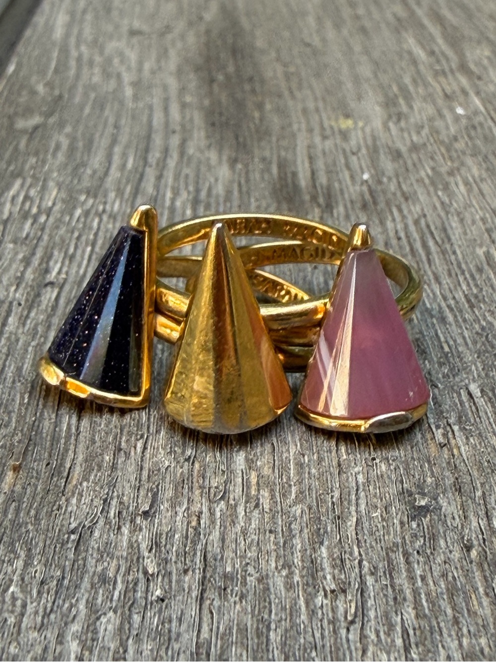Sarah Magid J Crew Desinger Jewelry  Cone Stack Gold & Stone Rings Size 5.5
